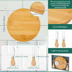 12 Sets Bridal Shower Baby Prizes Cheese Board Set Wood Round Mini Charcuterie Board with Knives And Forks Bulk Thank You Tags with Bridal Shower Gift Box for Guests Wedding Party Halloween Christmas House Of Avana [[SKU:HOA-GFT-010]]