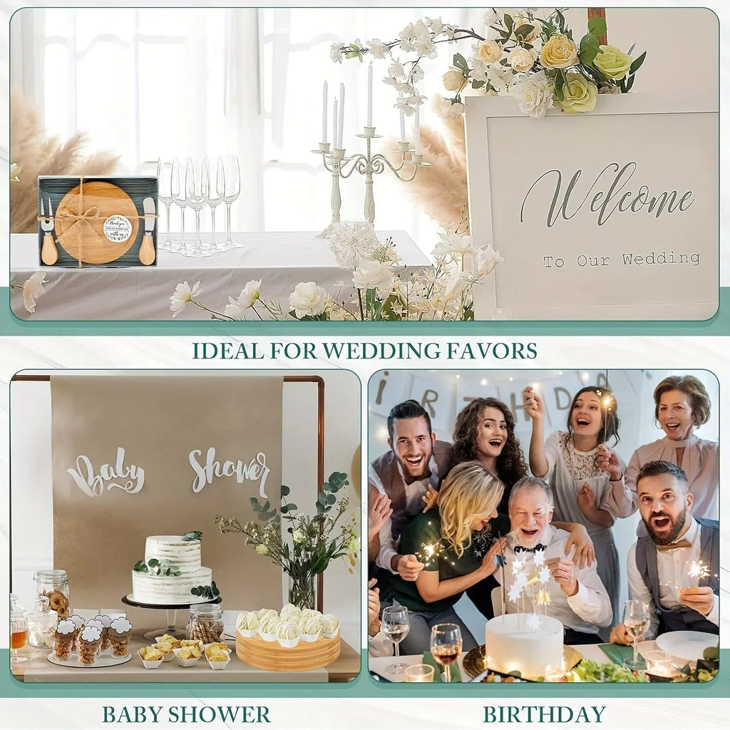 12 Sets Bridal Shower Baby Prizes Cheese Board Set Wood Round Mini Charcuterie Board with Knives And Forks Bulk Thank You Tags with Bridal Shower Gift Box for Guests Wedding Party Halloween Christmas House Of Avana [[SKU:HOA-GFT-010]]