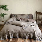 Willa Retro Double Gauze Gingham Bedding Set / Brown Ever Lasting