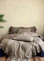Willa Retro Double Gauze Gingham Bedding Set / Brown Ever Lasting