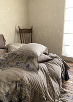 Willa Retro Double Gauze Gingham Bedding Set / Brown Ever Lasting