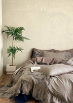 Willa Retro Double Gauze Gingham Bedding Set / Brown Ever Lasting