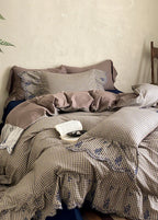 Willa Retro Double Gauze Gingham Bedding Set / Brown Ever Lasting