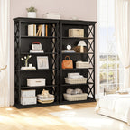 71 Inch Industrial 6-tier Bookcase - Sturdy Wood & Metal X-pattern Design, 75lb Capacity Shelves, Easy... - House Of Avana [[SKU:HOA-BOK-014]]