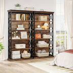 71 Inch Industrial 6-tier Bookcase - Sturdy Wood & Metal X-pattern Design, 75lb Capacity Shelves, Easy... - House Of Avana [[SKU:HOA-BOK-014]]