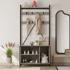 3-in-1 Hall Tree with Bench & Storage - Heavy-duty Wood Entryway Coat Rack with Shoe Storage, Hooks,... - House Of Avana