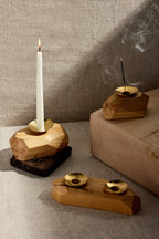 Wood Incense and Candle Holder by Dor+Kie Kanju Interiors