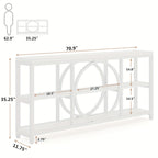 70.9 Inch Sofa Console Table, Extra Long Narrow Entryway Tables with Tier Wood Storage Shelves Metal... - House Of Avana