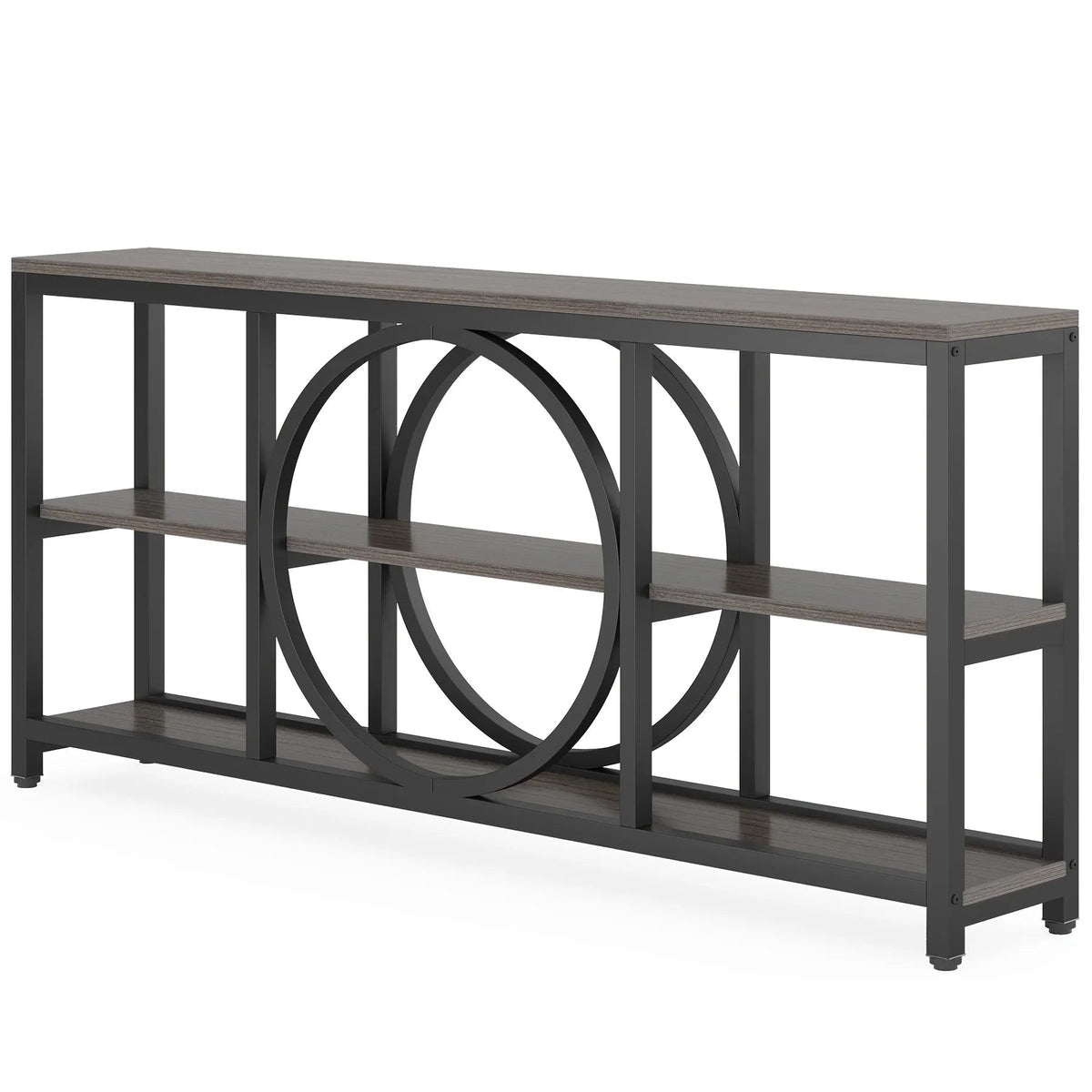 70.9 Inch Sofa Console Table, Extra Long Narrow Entryway Tables with Tier Wood Storage Shelves Metal... - House Of Avana [[SKU:HOA-SOF-010]]