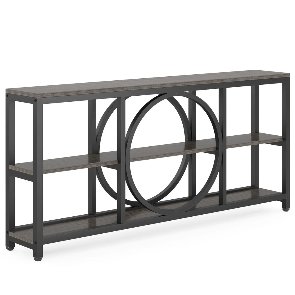 70.9 Inch Sofa Console Table, Extra Long Narrow Entryway Tables with Tier Wood Storage Shelves Metal... - House Of Avana [[SKU:HOA-SOF-010]]