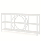 70.9 Inch Sofa Console Table, Extra Long Narrow Entryway Tables with Tier Wood Storage Shelves Metal... - House Of Avana