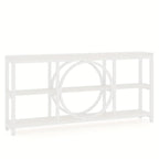 70.9 Inch Sofa Console Table, Extra Long Narrow Entryway Tables with Tier Wood Storage Shelves Metal... - House Of Avana