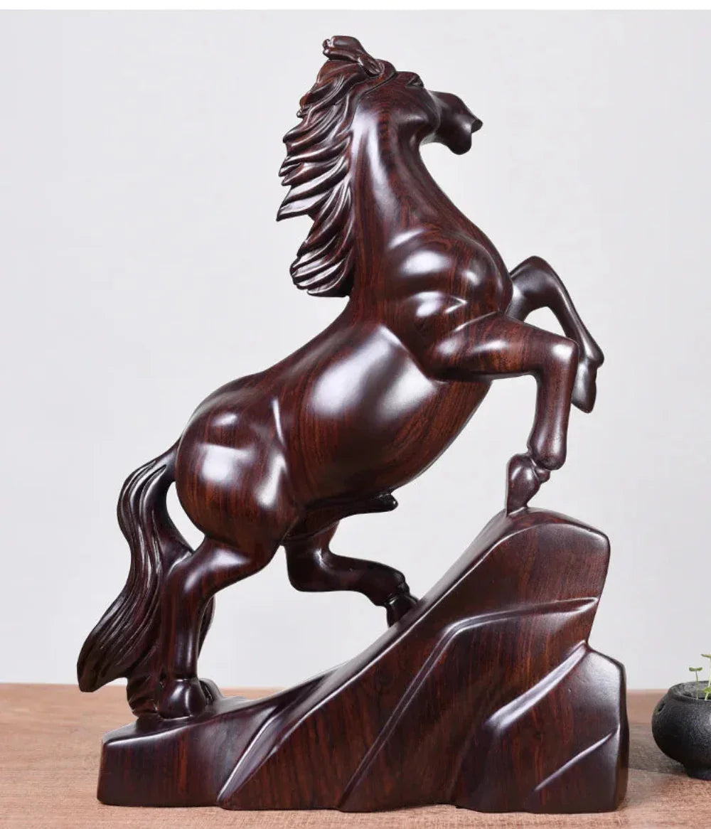 Solid Wood Horse Statue - House Of Avana