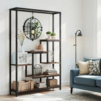 70.9 Wooden Corner Bookshelf Inch Tall 5-tier Wooden Plant Stand with Hanging Hooks - Large Indoor Plant... - House Of Avana [[SKU:HOA-BOK-003]]