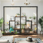 70.9 Wooden Corner Bookshelf Inch Tall 5-tier Wooden Plant Stand with Hanging Hooks - Large Indoor Plant... - House Of Avana [[SKU:HOA-BOK-003]]