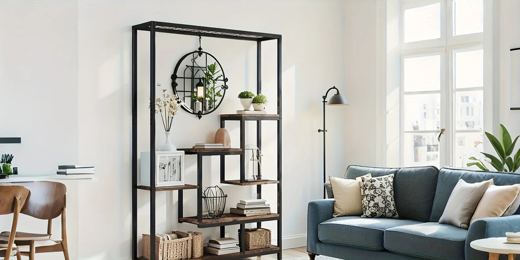 70.9 Wooden Corner Bookshelf Inch Tall 5-tier Wooden Plant Stand with Hanging Hooks - Large Indoor Plant... - House Of Avana [[SKU:HOA-BOK-003]]