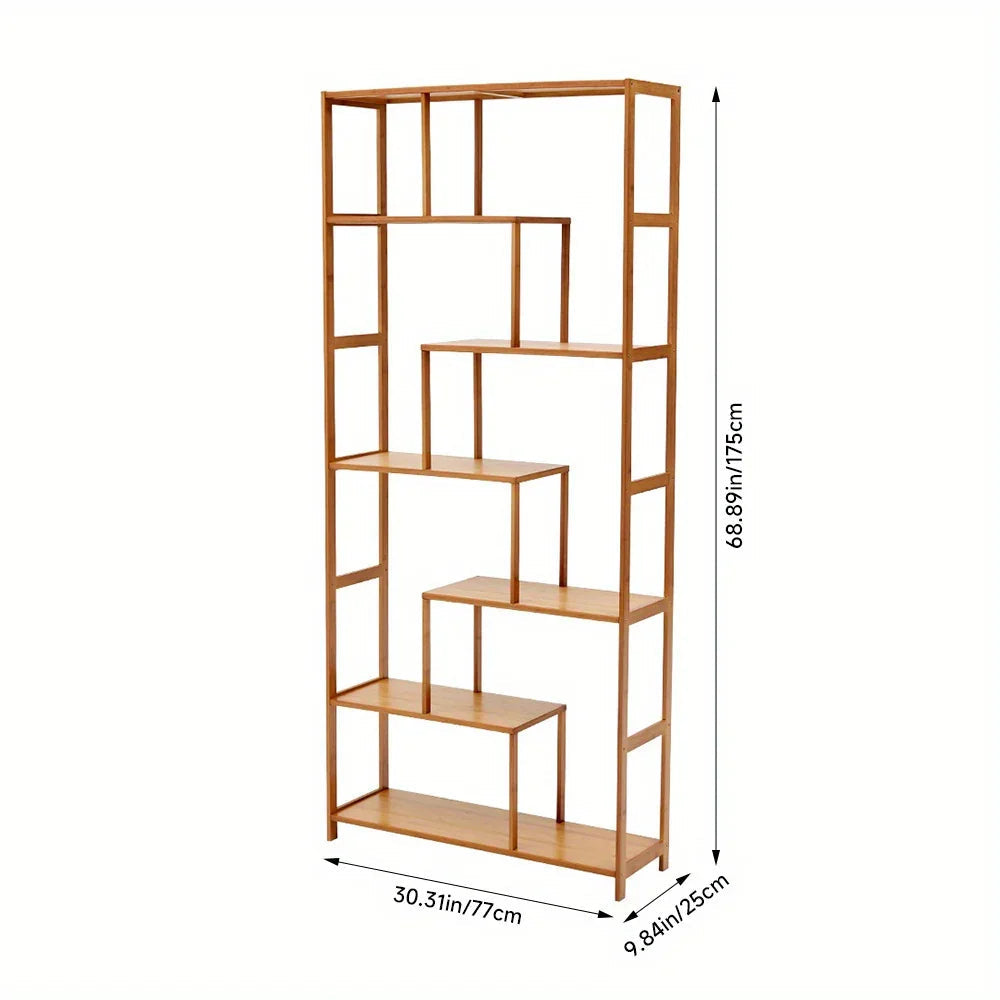 7-tier S-shaped Wood Bookcase - House Of Avana [[SKU:HOA-BOK-020]]