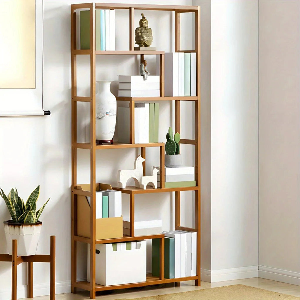 7-tier S-shaped Wood Bookcase - House Of Avana [[SKU:HOA-BOK-020]]