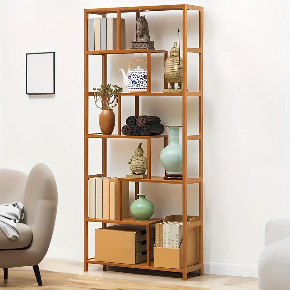 7-tier S-shaped Wood Bookcase - House Of Avana [[SKU:HOA-BOK-020]]