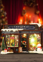 [Christmas Wooden House] QIAOLEXING Mini DIY Christmas Wooden House Kit | Handcrafted Model with Festive Furniture, Ideal for Collectible Home & Desktop Decor - Perfect Gift for Christmas, Thanksgiving & Birthdays, Christmas House Of Avana [[SKU:HOA-XMS-041]]