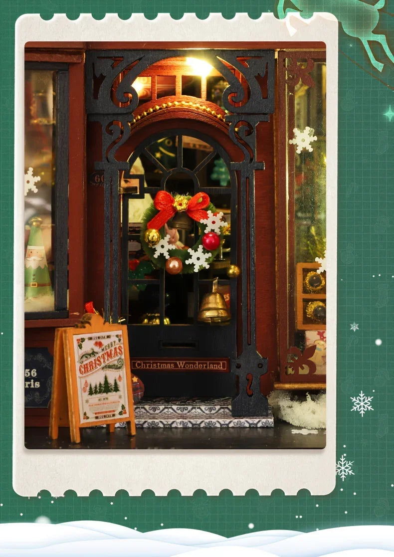 [Christmas Wooden House] QIAOLEXING Mini DIY Christmas Wooden House Kit | Handcrafted Model with Festive Furniture, Ideal for Collectible Home & Desktop Decor - Perfect Gift for Christmas, Thanksgiving & Birthdays, Christmas House Of Avana [[SKU:HOA-XMS-041]]