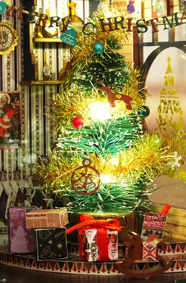 [Christmas Wooden House] QIAOLEXING Mini DIY Christmas Wooden House Kit | Handcrafted Model with Festive Furniture, Ideal for Collectible Home & Desktop Decor - Perfect Gift for Christmas, Thanksgiving & Birthdays, Christmas House Of Avana [[SKU:HOA-XMS-041]]