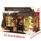 [Christmas Wooden House] QIAOLEXING Mini DIY Christmas Wooden House Kit | Handcrafted Model with Festive Furniture, Ideal for Collectible Home & Desktop Decor - Perfect Gift for Christmas, Thanksgiving & Birthdays, Christmas House Of Avana [[SKU:HOA-XMS-041]]