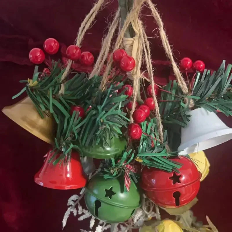 8 Sets Vintage Metal Christmas Bell Flower Ornaments – Versatile Hanging Decor with Red and Golden Accents, Durable Metal Christmas Tree Decorations, Suitable for Holiday Parties, Home and Garden, Christmas Decorations, Chr House Of Avana [[SKU:HOA-XMS-052]]