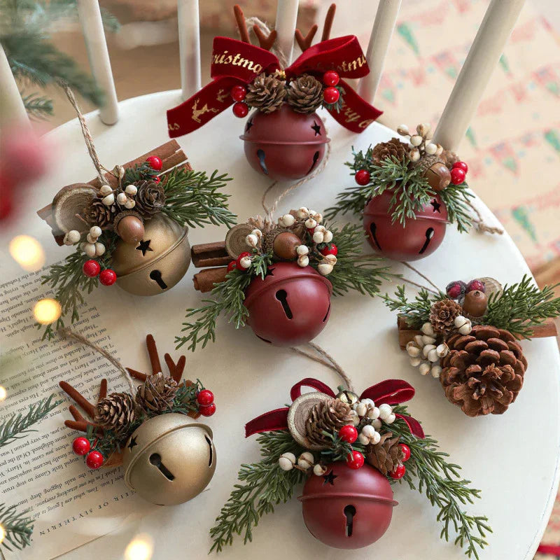 8 Sets Vintage Metal Christmas Bell Flower Ornaments – Versatile Hanging Decor with Red and Golden Accents, Durable Metal Christmas Tree Decorations, Suitable for Holiday Parties, Home and Garden, Christmas Decorations, Chr House Of Avana [[SKU:HOA-XMS-052]]