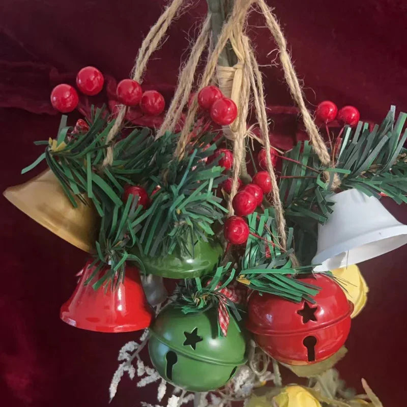 8 Sets Vintage Metal Christmas Bell Flower Ornaments – Versatile Hanging Decor with Red and Golden Accents, Durable Metal Christmas Tree Decorations, Suitable for Holiday Parties, Home and Garden, Christmas Decorations, Chr House Of Avana [[SKU:HOA-XMS-052]]
