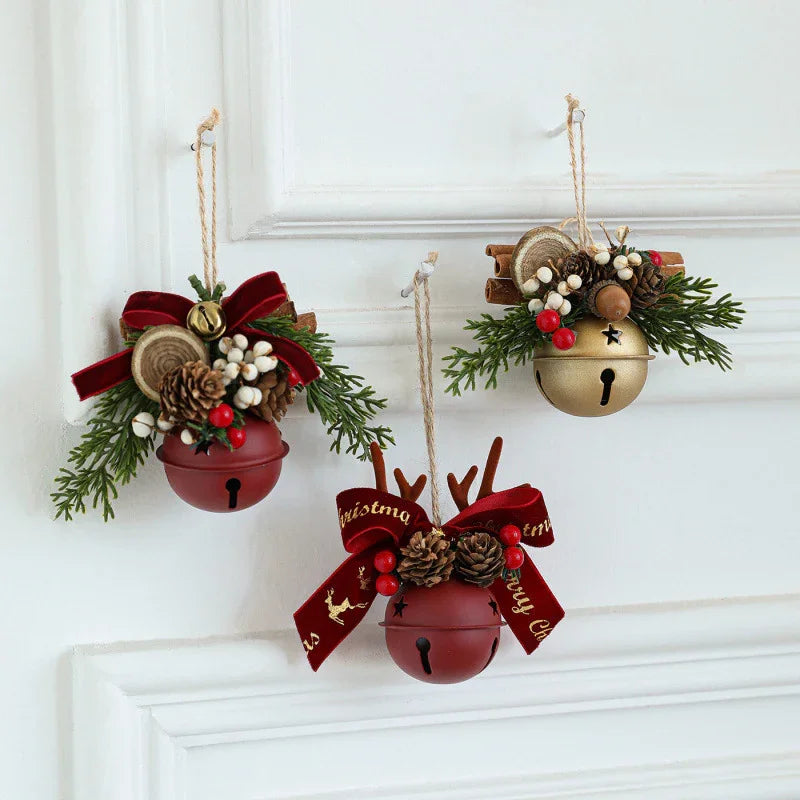 8 Sets Vintage Metal Christmas Bell Flower Ornaments – Versatile Hanging Decor with Red and Golden Accents, Durable Metal Christmas Tree Decorations, Suitable for Holiday Parties, Home and Garden, Christmas Decorations, Chr House Of Avana [[SKU:HOA-XMS-052]]