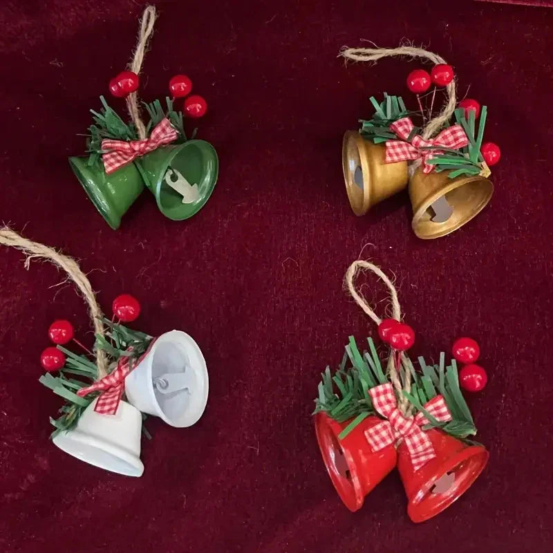 8 Sets Vintage Metal Christmas Bell Flower Ornaments – Versatile Hanging Decor with Red and Golden Accents, Durable Metal Christmas Tree Decorations, Suitable for Holiday Parties, Home and Garden, Christmas Decorations, Chr House Of Avana [[SKU:HOA-XMS-052]]