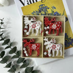 A box contains 12 wooden festive hanging decorations, Small cartoon shaped daily decoration, Perfect for Christmas Decorations, Patterned Christmas Tree Ornaments, Great for Family Holiday Carnival Parties House Of Avana [[SKU:HOA-SCU-238]]