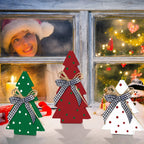 Christmas Tiered Tray Decoration Set - 3pcs Rustic Wooden Christmas Tree Design with Polka Dot Elements Table Centerpieces - Farmhouse Style Freestanding Display for Coffee Bar, Dining Table, Fireplace Mantel, Living Room Boo House Of Avana