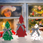 Christmas Tiered Tray Decoration Set - 3pcs Rustic Wooden Christmas Tree Design with Polka Dot Elements Table Centerpieces - Farmhouse Style Freestanding Display for Coffee Bar, Dining Table, Fireplace Mantel, Living Room Boo House Of Avana [[SKU:HOA-WAL-043]]