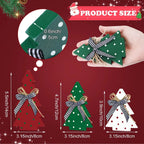 Christmas Tiered Tray Decoration Set - 3pcs Rustic Wooden Christmas Tree Design with Polka Dot Elements Table Centerpieces - Farmhouse Style Freestanding Display for Coffee Bar, Dining Table, Fireplace Mantel, Living Room Boo House Of Avana [[SKU:HOA-WAL-043]]