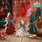 Christmas Tiered Tray Decoration Set - 3pcs Rustic Wooden Christmas Tree Design with Polka Dot Elements Table Centerpieces - Farmhouse Style Freestanding Display for Coffee Bar, Dining Table, Fireplace Mantel, Living Room Boo House Of Avana [[SKU:HOA-WAL-043]]