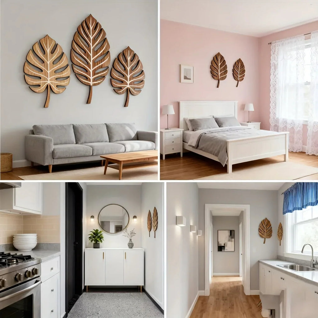Wooden Christmas Wall Art Set of Botanical Design Plaques, lifestyle image - House Of Avana