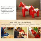 Pair of Hand-Painted Nordic Red Dala Horses | Swedish Traditional Wooden Ornament for Wedding, Christmas & Luxury Home Decor | Hand-Carved, Suitable for Various Room Types & Multiple Holidays House Of Avana [[SKU:HOA-XMS-033]]