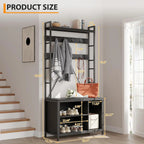 Industrial Modern Hall Tree with Bench - Heavy-duty Freestanding Entryway Storage Cabinet with Coat... - House Of Avana [[SKU:HOA-BEN-007]]
