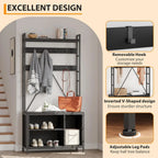 Industrial Modern Hall Tree with Bench - Heavy-duty Freestanding Entryway Storage Cabinet with Coat... - House Of Avana [[SKU:HOA-BEN-007]]