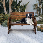 Wooden Outdoor Wheel - Shaped Bench, Wagon Slatted Seat, Weather Resistance, For 3 - Person, For Porch, Yard, Lawn And Garden, Rustic House Of Avana