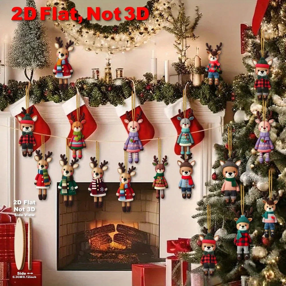 18pcs Colorful Christmas Reindeer Wooden Ornaments – Perfect for Christmas Tree, Home, Office, Classroom | Ideal as New Year Gifts, Back-to-School Presents, Versatile Gift-Box Hanging Decor, Holiday Decorations, Seasonal Or House Of Avana