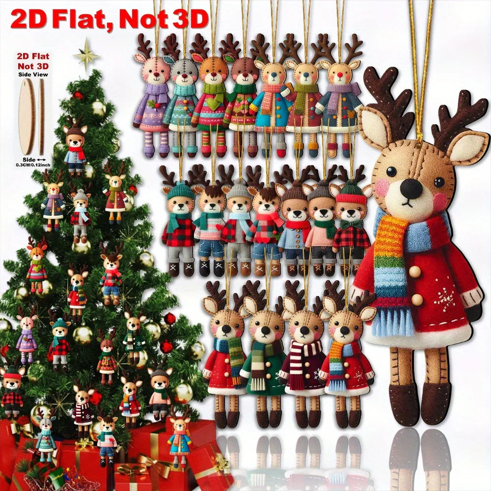 18pcs Colorful Christmas Reindeer Wooden Ornaments – Perfect for Christmas Tree, Home, Office, Classroom | Ideal as New Year Gifts, Back-to-School Presents, Versatile Gift-Box Hanging Decor, Holiday Decorations, Seasonal Or House Of Avana [[SKU:HOA-SCU-242]]