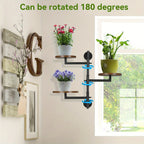 Wooden Rotatable Window Sill Plant Stand, 3 Tier Wall Plant Stand, 180 Degree Rotating Plant Stand, Mid-Century Wooden Style Plant Stand For Indoor And Outdoor Decoration (black) House Of Avana