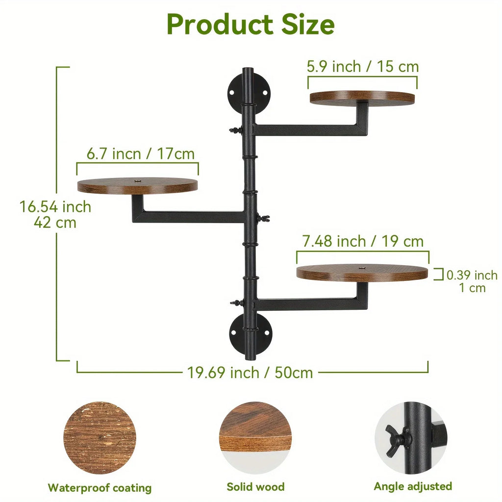 Wooden Rotatable Window Sill Plant Stand, 3 Tier Wall Plant Stand, 180 Degree Rotating Plant Stand, Mid-Century Wooden Style Plant Stand For Indoor And Outdoor Decoration (black) House Of Avana