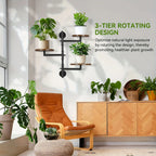 Wooden Rotatable Window Sill Plant Stand, 3 Tier Wall Plant Stand, 180 Degree Rotating Plant Stand, Mid-Century Wooden Style Plant Stand For Indoor And Outdoor Decoration (black) House Of Avana