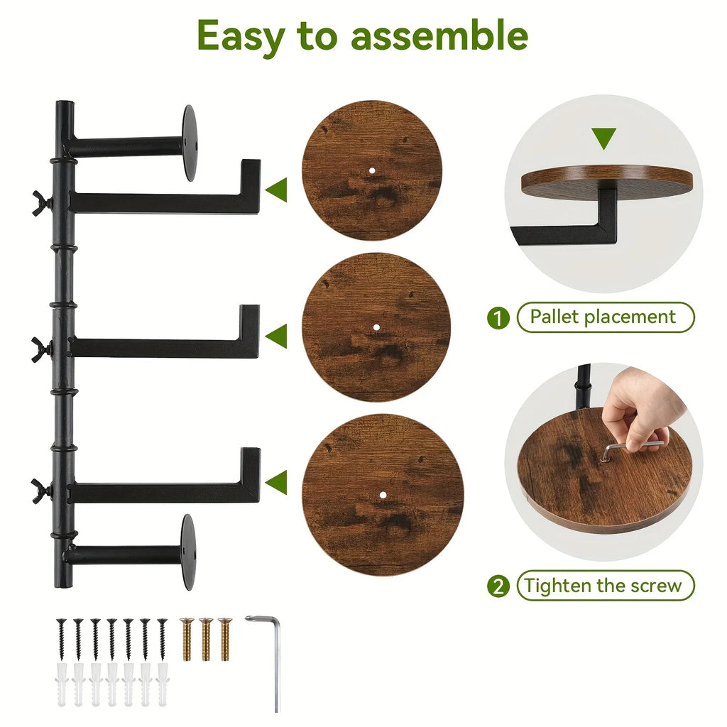 Wooden Rotatable Window Sill Plant Stand, 3 Tier Wall Plant Stand, 180 Degree Rotating Plant Stand, Mid-Century Wooden Style Plant Stand For Indoor And Outdoor Decoration (black) House Of Avana