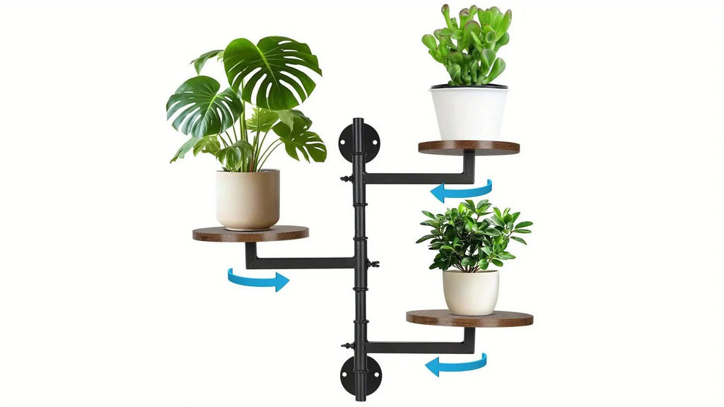 Wooden Rotatable Window Sill Plant Stand, 3 Tier Wall Plant Stand, 180 Degree Rotating Plant Stand, Mid-Century Wooden Style Plant Stand For Indoor And Outdoor Decoration (black) House Of Avana