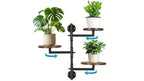Wooden Rotatable Window Sill Plant Stand, 3 Tier Wall Plant Stand, 180 Degree Rotating Plant Stand, Mid-Century Wooden Style Plant Stand For Indoor And Outdoor Decoration (black) House Of Avana